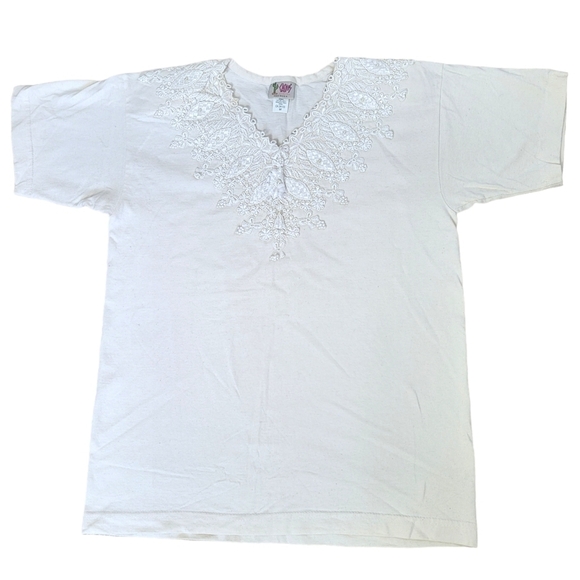 VINTAGE Lace and Shoulder Pad Shirt - Picture 3 of 9